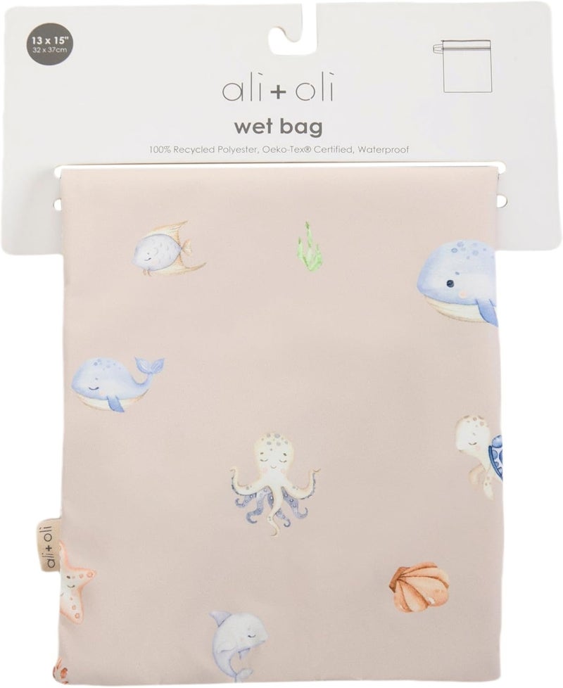 Ali+Oli Water Resistant Dual-Compartment Wet-Dry Bag for Travel, Hook to Stroller, Daycare, Diapers, Diaper Bag, Clutch Bag,15x12 inches (Undersea) - Image 5
